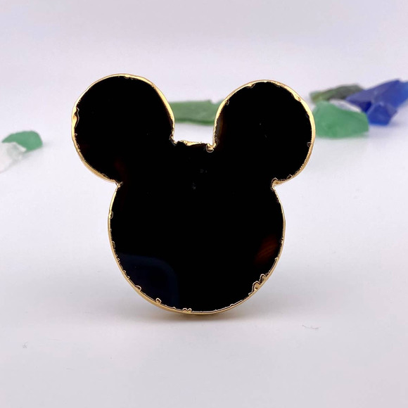 Genuine Black Agate Mickey Popsocket for Phone Grip - Picture 4 of 9